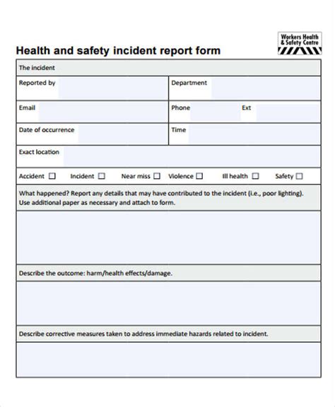 Health And Safety Incident Report Form Template (9) - TEMPLATES EXAMPLE | TEMPLATES EXAMPLE